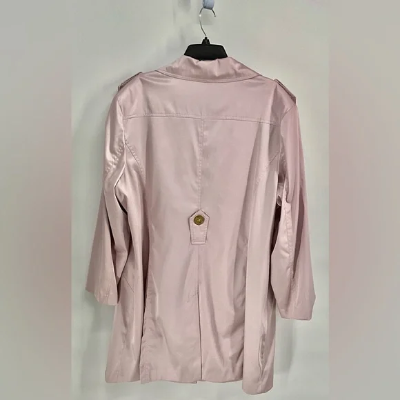 Odeliah Nude Blush Pink Trench Coat Metal Buttons W Matching Zip Skirt Plus 24W - Picture 5 of 12